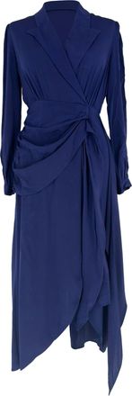 Diane Von F&uuml;rstenberg Diane Von Furstenberg Stella Wrap-Effect Midi Dress in Navy Blue Silk