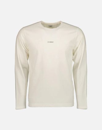 C.P. Company Mens Long Sleeve Logo Print T-Shirt - White - Size: 44