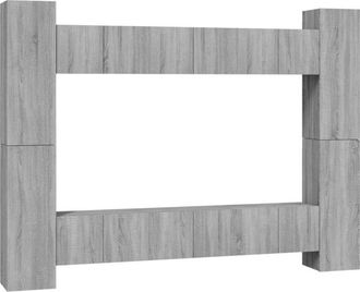 vidaXL 10 Piece TV Cabinet Set Grey Sonoma Engineered Wood vidaXL
