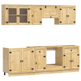 vidaXL Armario Ski 8 Uds. Marr&oacute;n Miel Madera De Pino Macizo Vidaxl