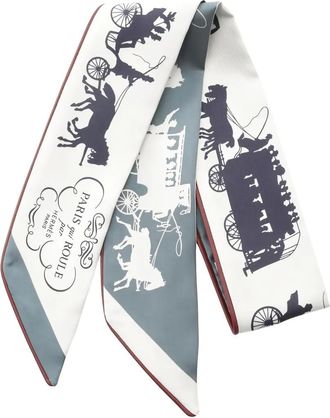 Herm&egrave;s Foulard Twilly Paris Qui Roule anni 2020 - Bianco