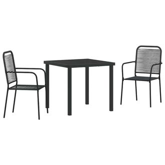 Berkfield Home 3 Piece Garden Dining Set Black Cotton Rope & Steel