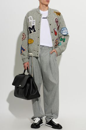 Dolce & Gabbana Wool Striped Trousers, Mens, Grey