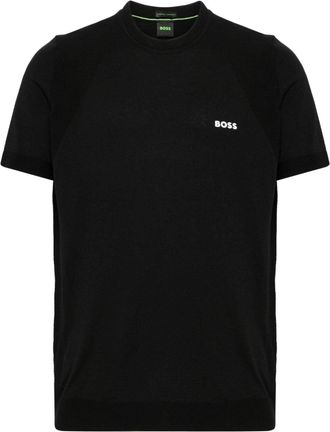BOSS logo-print cotton-blend T-shirt - men - Polyester/Cotton - S - Black
