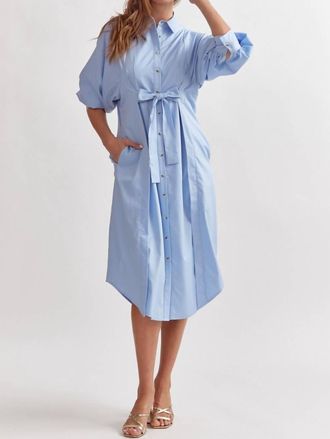 Entro Tie Front Button-Down Midi Dress In Chambray