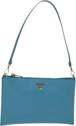 Prada Pre-owned Accessory Pouch - Dames - Vintage Clutch - Blauw - ONE Size - Leer - Vintage