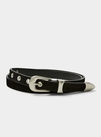 Le 31 Mens Metallic eyelet suede skinny belt Imported from Seoul