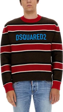 Dsquared2 Multicolor Stripes Crew Neck Sweater