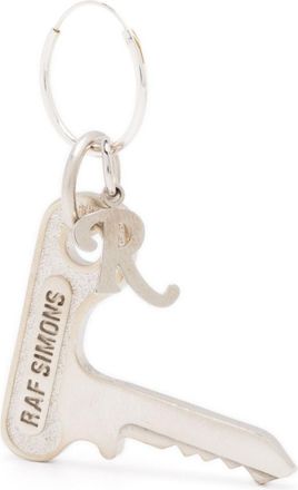 Raf Simons logo-engraved drop earring - unisex - Brass - One Size - Silver