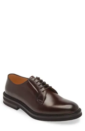 Brunello Cucinelli Leather Derby in C8033 Castagno at Nordstrom, Size 9Us