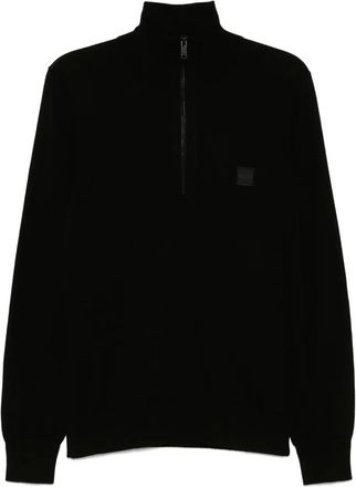 BOSS Maglione con scollo a V e logo - Nero