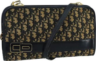 Dior Trotter Navy Canvas Shoulder Bag (Pre-Owned)