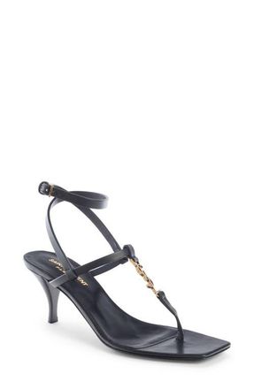 Saint Laurent Vitti Monogram Sandal in Black at Nordstrom, Size 7.5Us