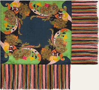 Etro Silk Fringe-Trim Foulard