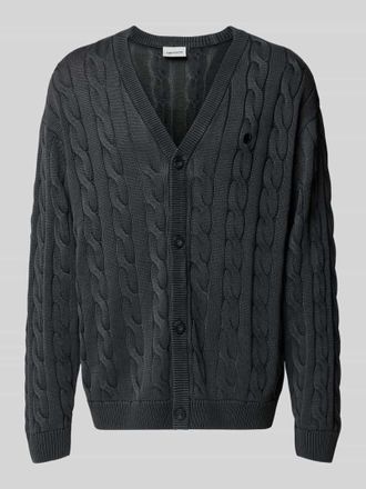 Carhartt Work in Progress Strickjacke mit Zopfmuster und V-Ausschnitt in Black, Größe L