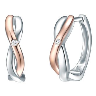 Lulu & Jane Womens Earrings Sterling Silver - Silver & Rose Gold - One Size