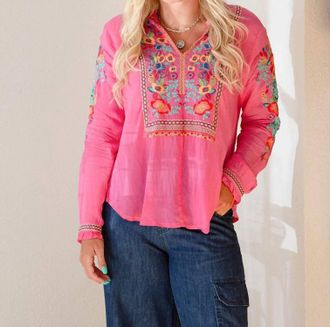 Johnny Was Womens Simone Blouse In Raspberry Sorbet