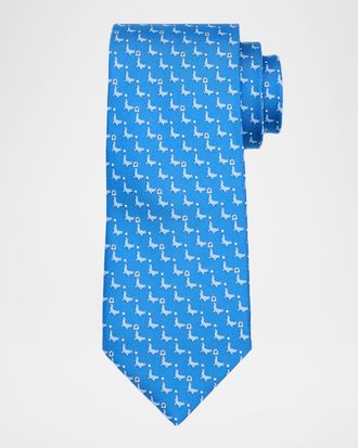 Ferragamo Men & apos;s Seal Balancing Gancio Silk Tie