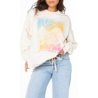 Roxy Line Up Oversize Graphic Sweatshirt in Cloud Dancer at Nordstrom, Size X-Large