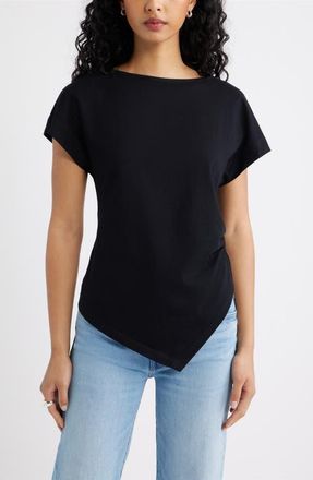 Open Edit Asymmetric Cotton T-Shirt in Black at Nordstrom, Size Xx-Small