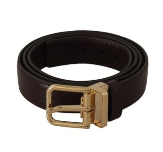 Dolce & Gabbana Mens Leather Belt Gold Buckle - Brown - Size 95 cm