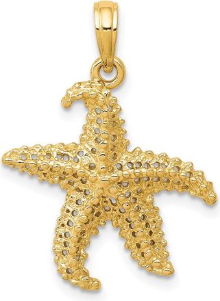 Diamond2Deal 14k Gold Polished Open-Backed Starfish Pendant