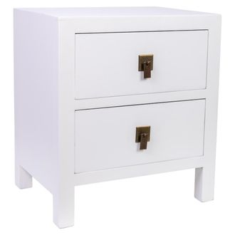 Wanderlust Deco Mesita de noche de madera de 2 cajones 45x34x50,5