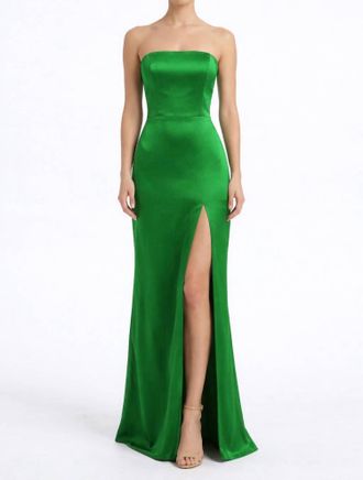 Amanda Uprichard Strapless Silk Maxi Gown In Green