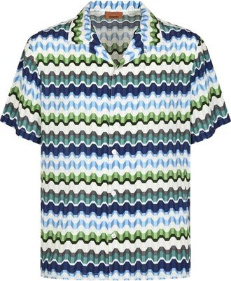 Missoni Viscose Bowling Shirt - Heren - Korte mouwen Overhemden - Veelkleurig - M - Overhemden