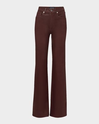 Veronica Beard Crosbie Coated Slim Wide-Leg Jeans