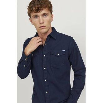 Jack & Jones ESSENTIALS casual overhemd donkerblauw