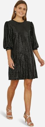Yumi Balloon Sleeve Sequin Mini Dress in Black at Nordstrom, Size 12