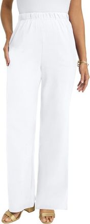 Jessica London Soft Ease Wide Leg Pant in White at Nordstrom, Size Small
