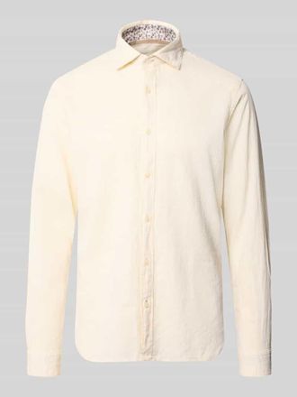 Fil Noir Regular Fit Business-Hemd aus Leinen-Baumwoll-Mix Modell ROMA in GELB, Gr&ouml;&szlig;e 38