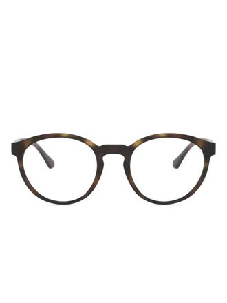 Emporio Armani clip round-frame sunglasses - unisex - Acetate - 52 - Brown