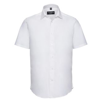 Russell Athletic Russell Collection Heren Stretch Overhemd Met Korte Mouwen (Wit)
