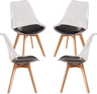 Regalos Miguel Regalos Miguel - Packs Sillas Comedor - Pack 4 Sillas Synk Transparente Asiento - Negro