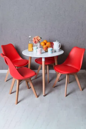 Regalos Miguel Regalos Miguel - Descuento Extra - Conjunto Mesa Tower Redonda 80 Cm Blanca Y Pack 4 Sillas Synk Basic - Rojo