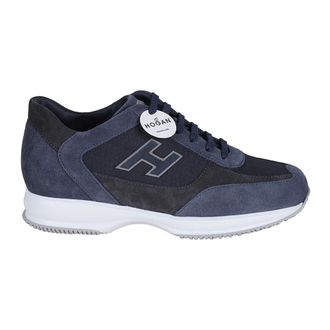 Hogan Sneakers, male, Blue, Size: 9 1/2 US Blue Suede Interactive Sneakers