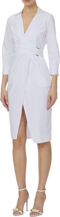 Elisabetta Franchi Tailored Wrap Dress with Deep V-Neck