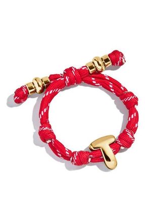 BaubleBar Knotty Initial Bracelet in Red T at Nordstrom
