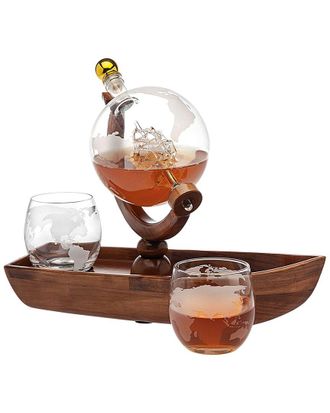 Godinger 3Pc Globe Decanter Set