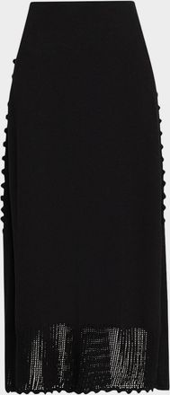 Lafayette 148 New York Scalloped Cotton-Silk Tape Knit Midi Skirt