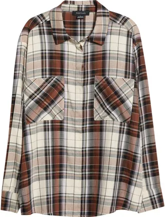 Sanctuary The City Plaid Shirt in Haze Plaid at Nordstrom, Size Xx-Large