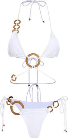 Amir Slama Bikini a triangolo con decorazione ad anello - Bianco