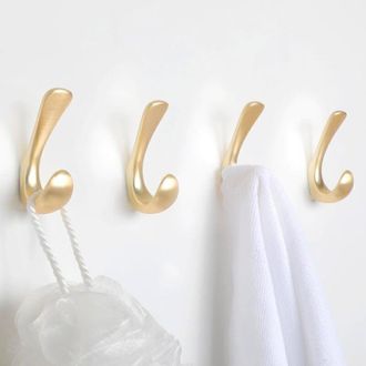 OEM Paquete De 4 Ganchos Para Toallas De Ba&ntilde;o, Ganchos Para Toallas De Ba&ntilde;o En Oro Cepillado, Ganchos Para Albornoces Y Toallas