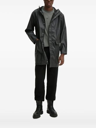 Herschel hooded flap-pocket raincoat - men - Polyester - S - Black