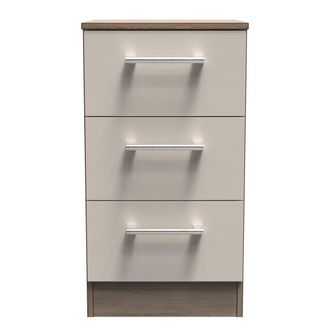 Welcome Furniture Stamford Ready Assembled Bedside Table with 3 Drawers - Kashmir Matt / Darkolino - Welcome Furniture | TJ Hughes