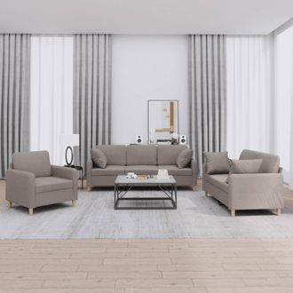 vidaXL Vidaxl - Juego De Sof&aacute;s Con Cojines 3 Piezas Tela Gris Taupe