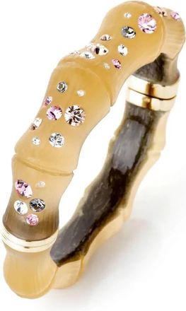 Gold & Honey Womens Swarovski Crystal Bamboo Bangles In Champagne